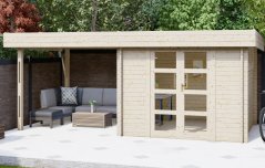 Janus 3x3m Posezení na zastřešené terase 3×3m zahradního domku Janus