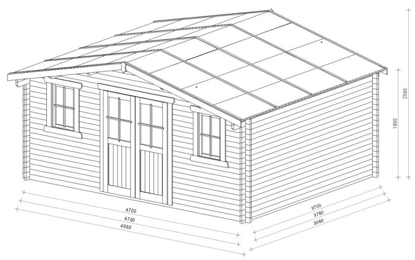 Zahradní domek Regio 5x4 m, síla 40mm