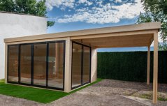 Zahradní domek Ceres s terasou 4×3 m — chatka na zahradu 40 mm