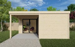 Zahradní domek Nona s terasou 5×5 m — prémiová chatka 40 mm