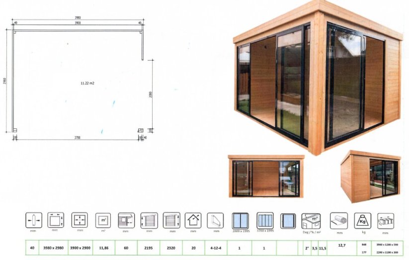 Zahradní domek CLEO 4x3m, 40mm