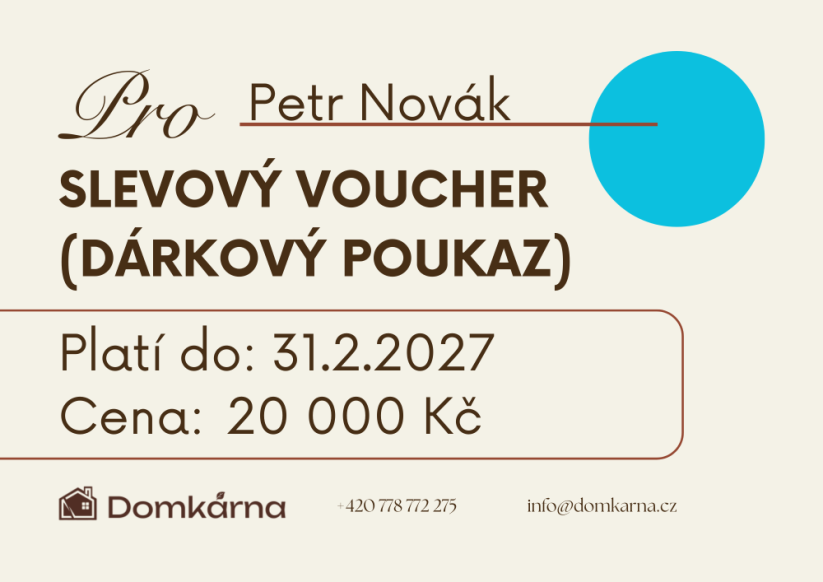 Slevový voucher (dárkový poukaz) - Hodnota: 10 000 Kč